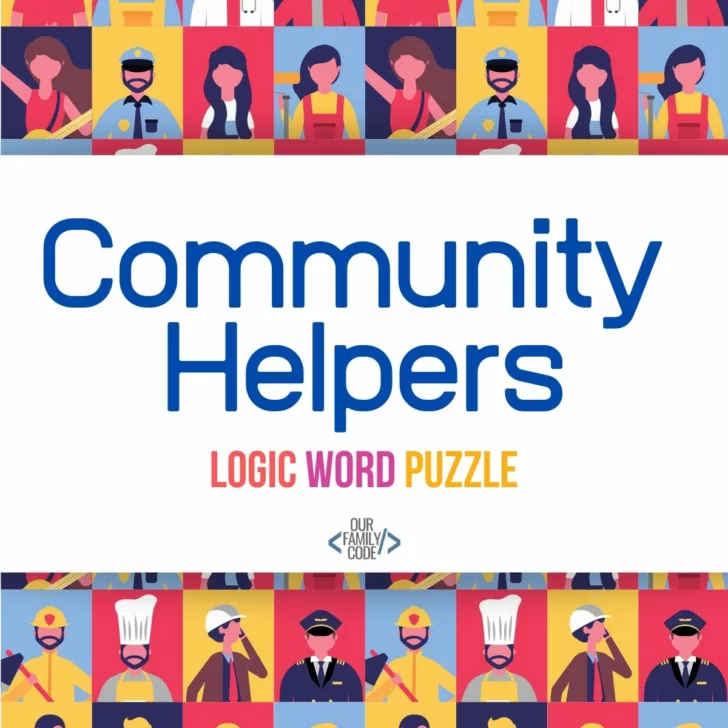 FI Community helpers logic word puzzle unplugged coding activity computational thinking