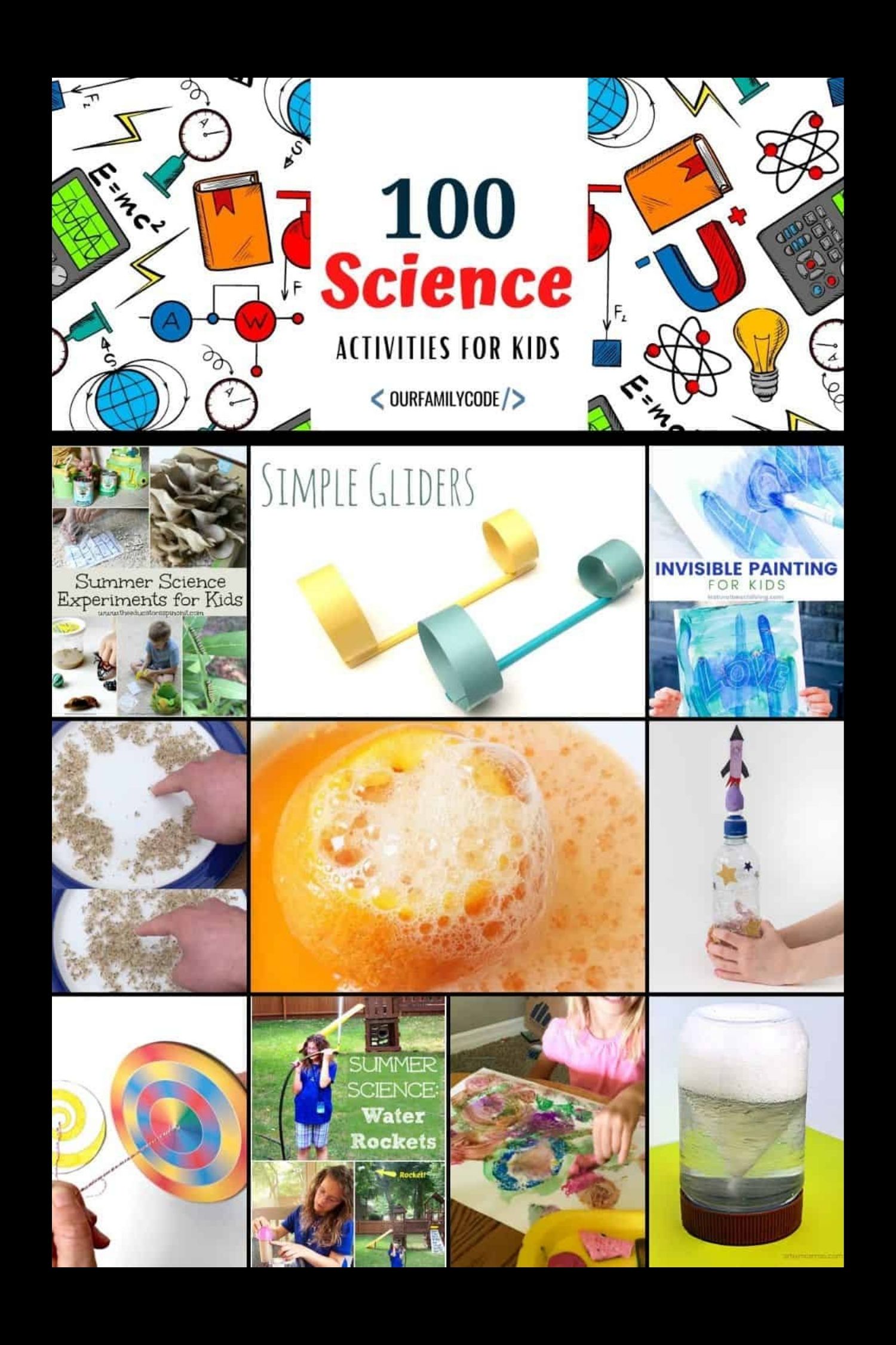 A picture of science activities for kids in a collage.