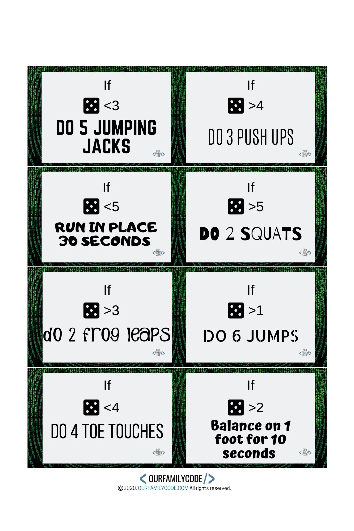 fitness coding card game