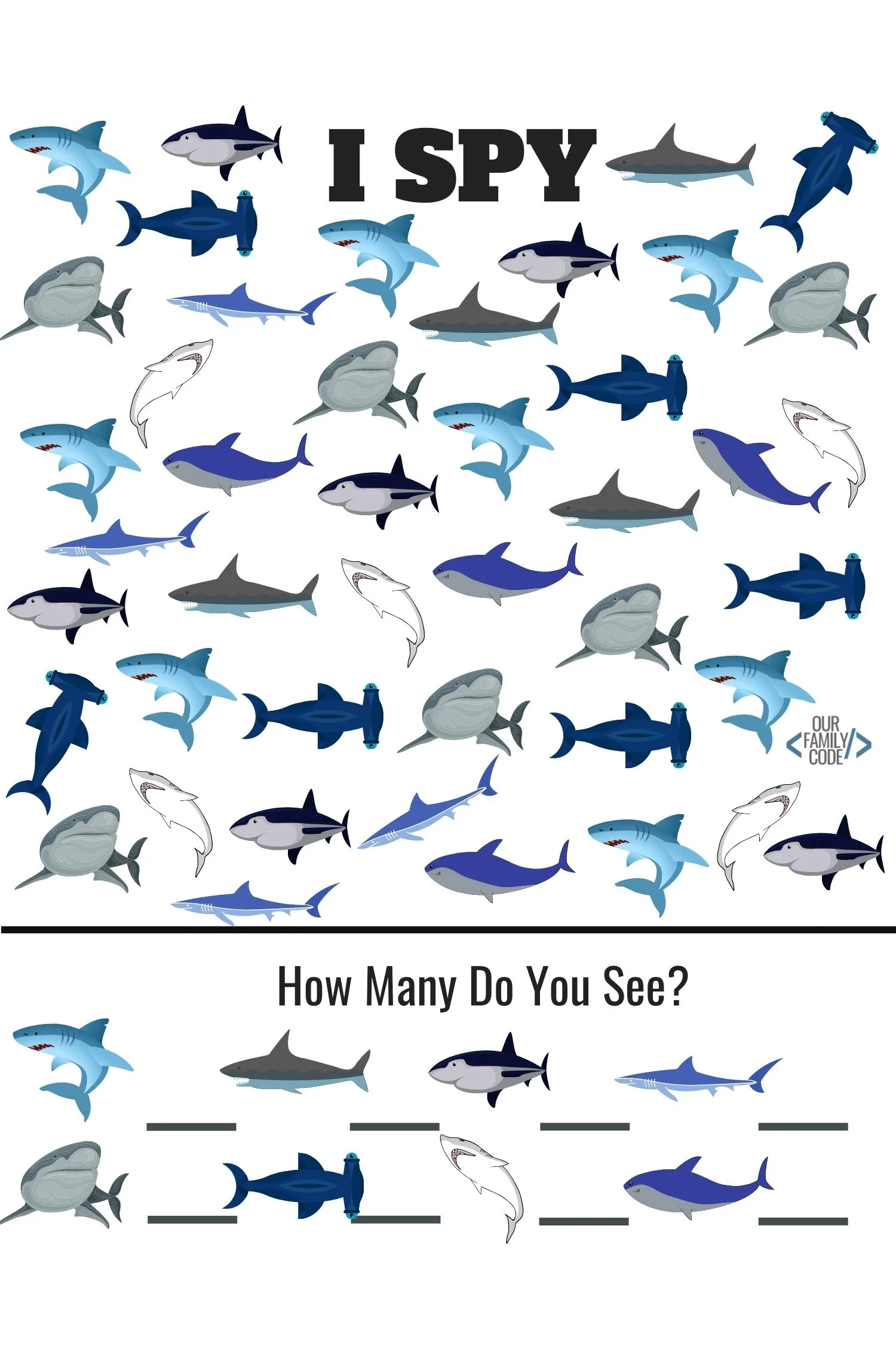 Shark Week shark worksheets shark i-spy