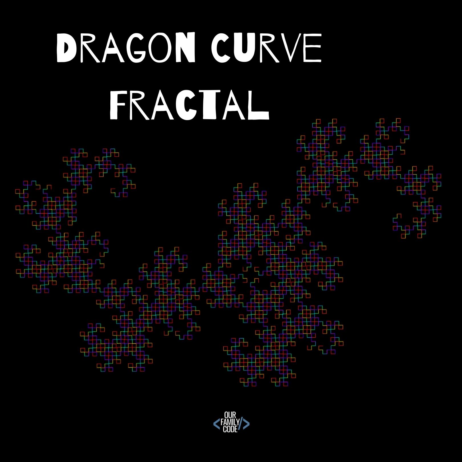 A picture of a Dragon Curve fractal with 12 iterations.