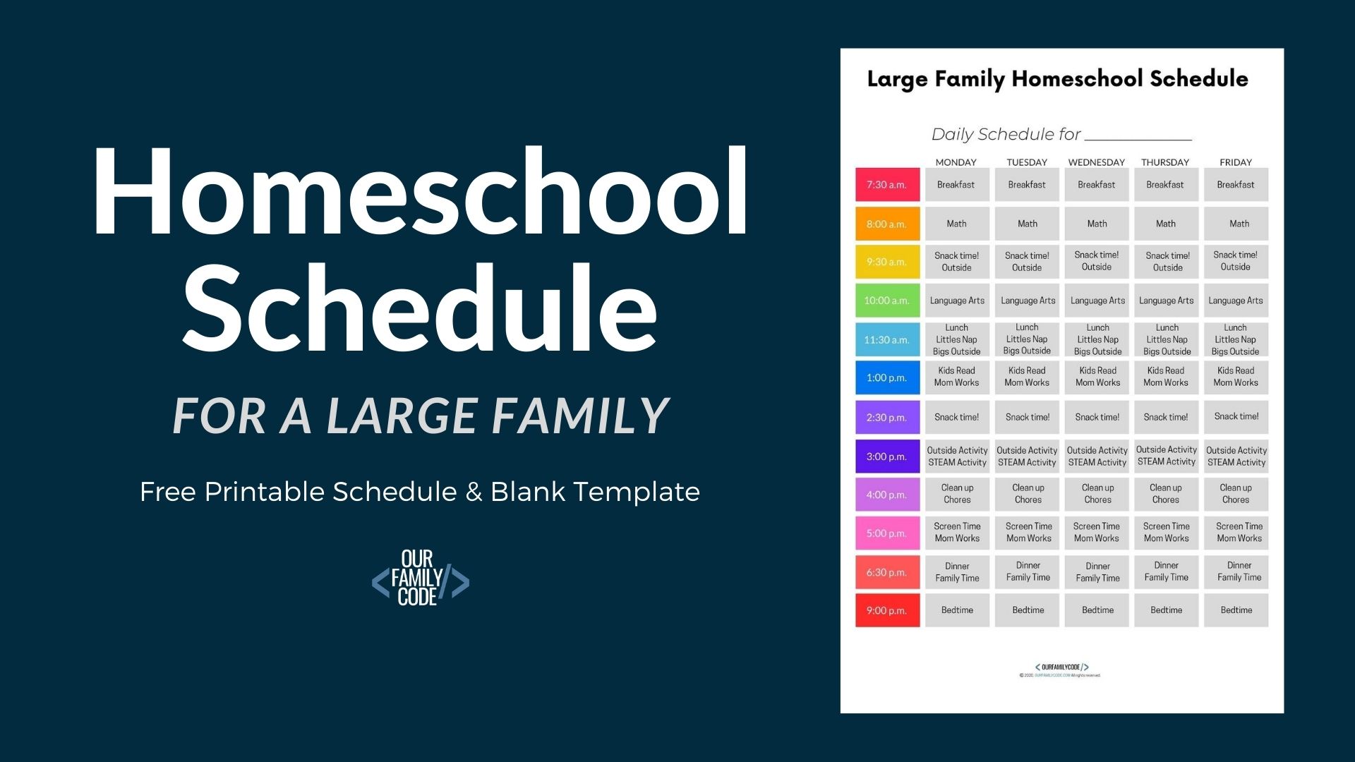 homeschool schedule for a large family