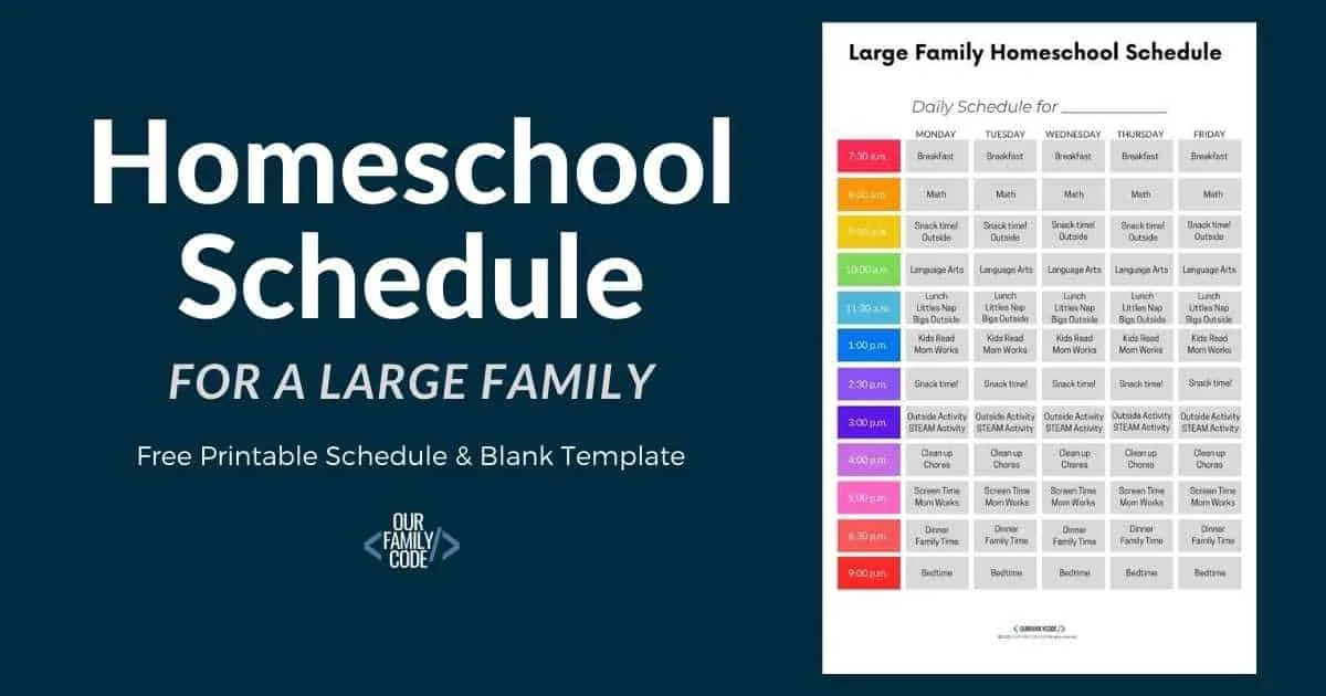 Homeschool Schedule for Large Family with Different Learning Styles Homeschool Schedule large family bh fb homeschool schedule for a large family