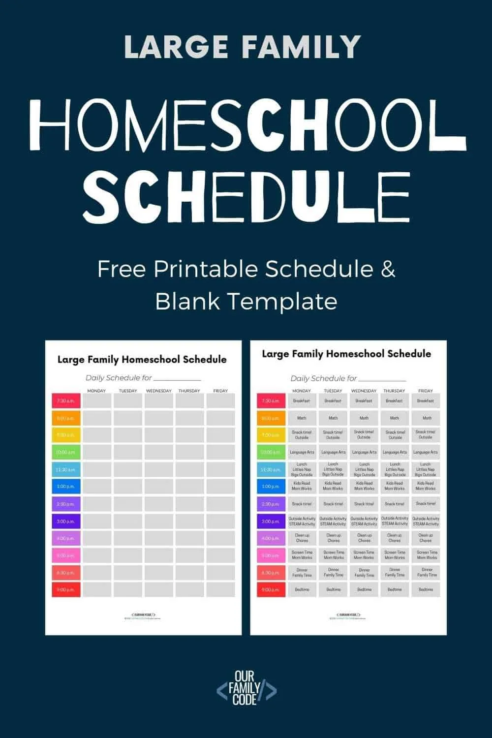 homeschool schedule for large family