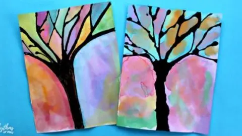 Winter Tree Black Glue Watercolor Resist Art Project fb 1 e1576525970139 Learn how to make easy chalk pastel pumpkins with your kids by using a glue resist art method with only three supplies needed!