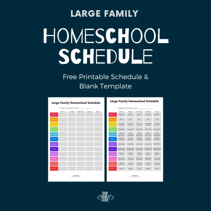 fi Homeschool Schedule large family
