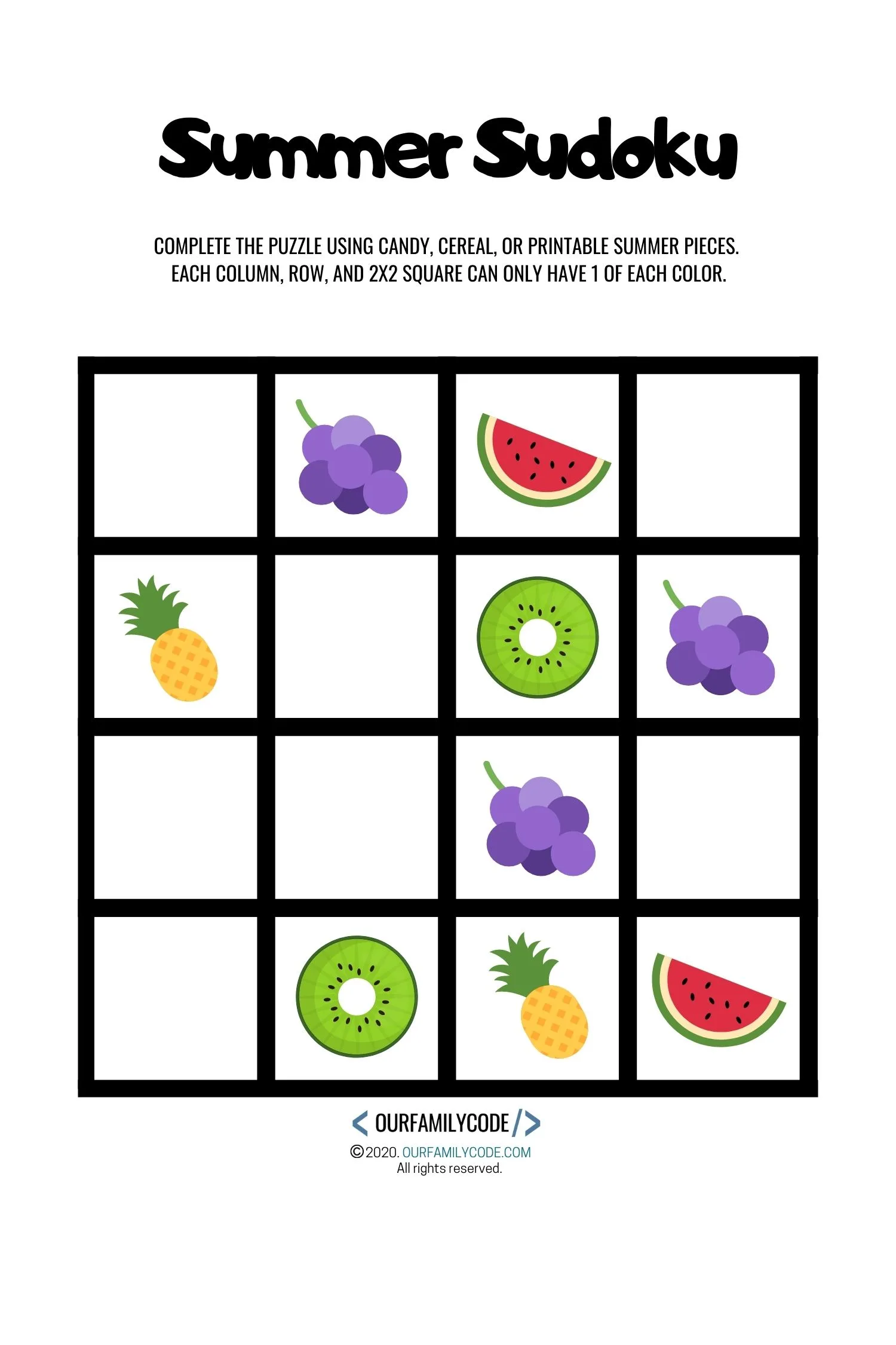 fruit hoop summer sudoku logic puzzle for kids our family code