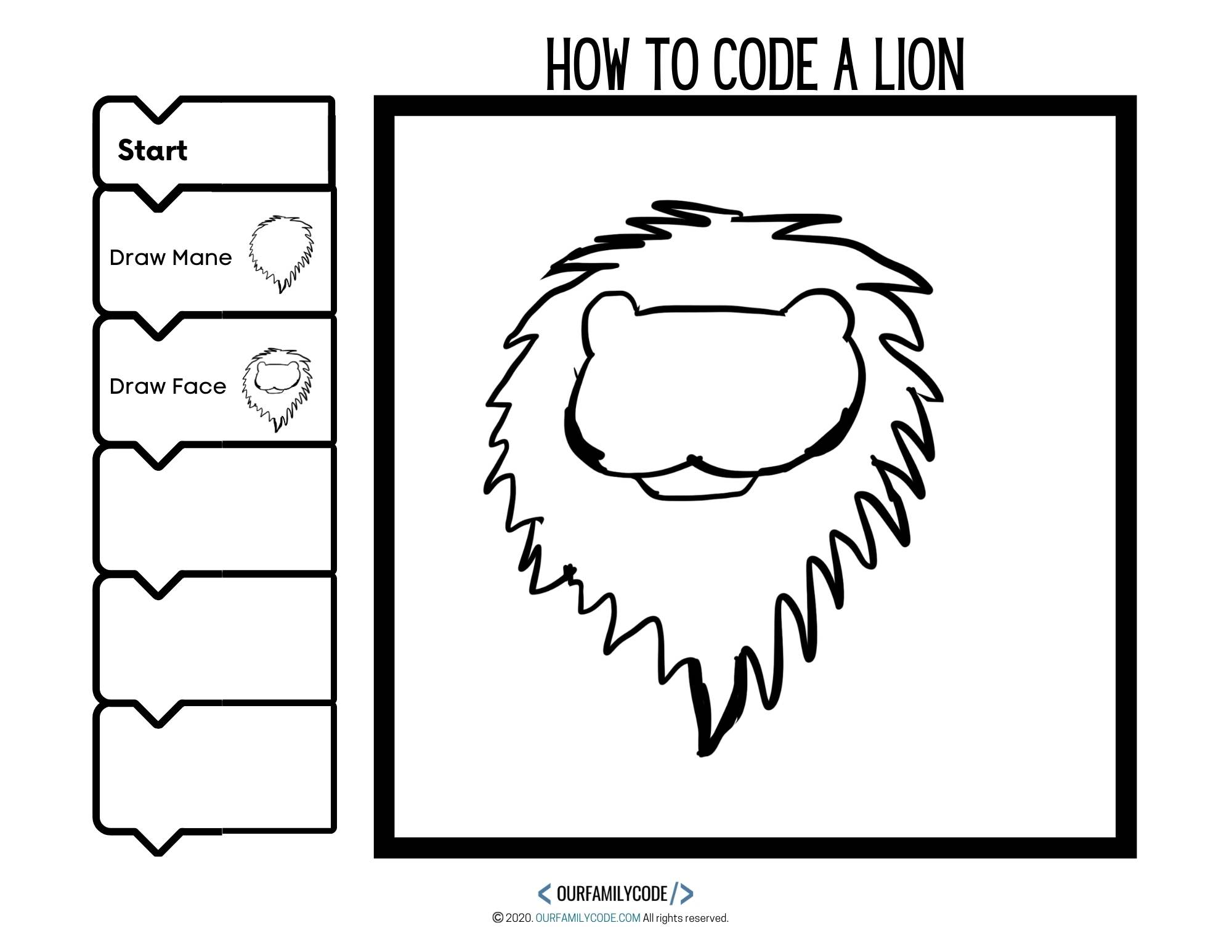 2 draw face directed drawing algorithm art lion coding activity