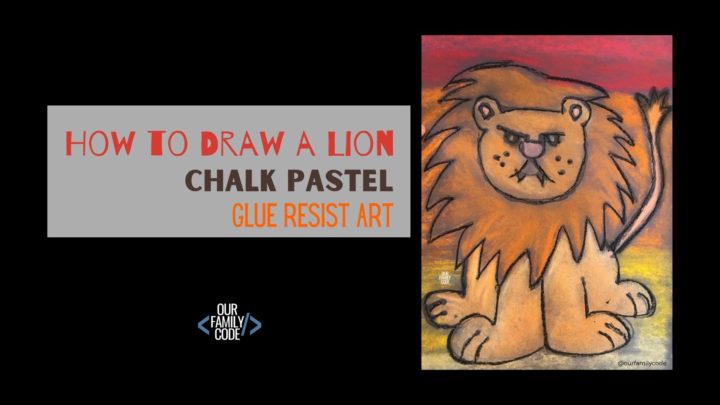 BH FB How to Draw a Lion chalk pastel glue resist art Learn how to make easy chalk pastel pumpkins with your kids by using a glue resist art method with only three supplies needed!