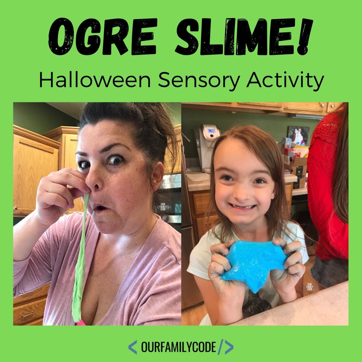 Ogre Slime: Oozing Halloween Slime Sensory Fun! FI halloween sensory Ogre Slime halloween slime