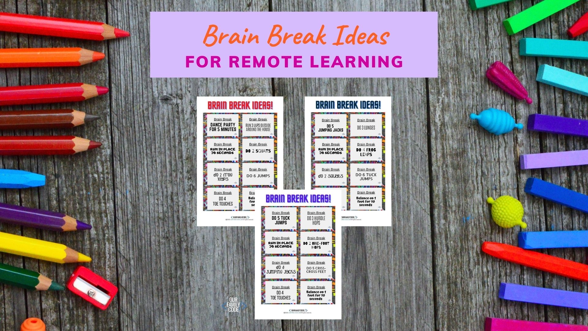 brain break ideas for remote learning header
