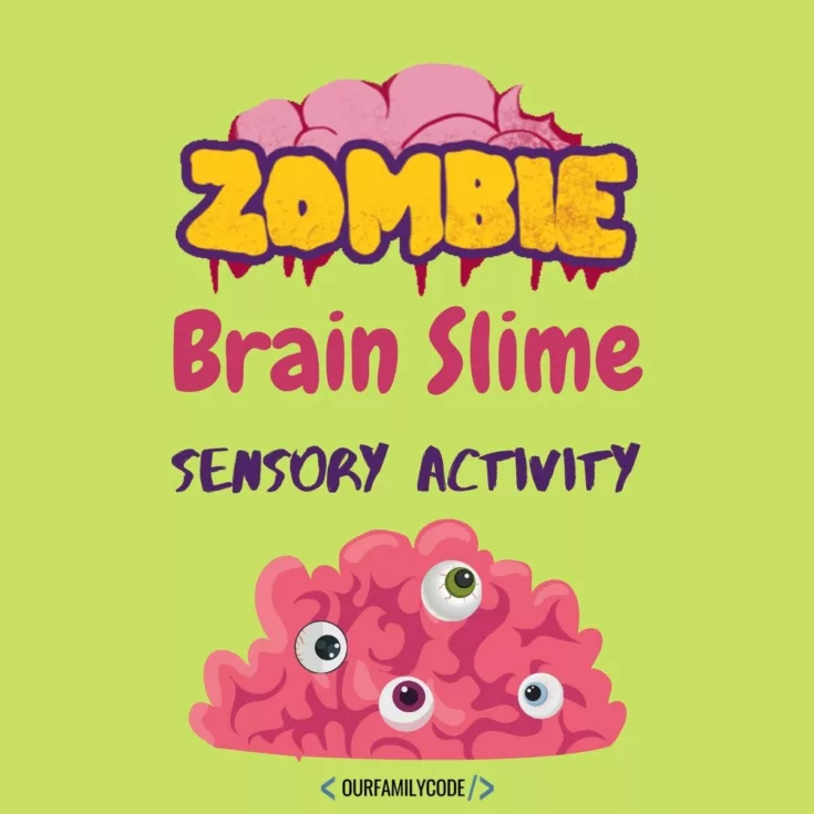 fi zombie brain slime sensory activity Find out how to make a slime kit for kids and grab a free printable saline solution slime recipe for a DIY slime kit gift for kids!