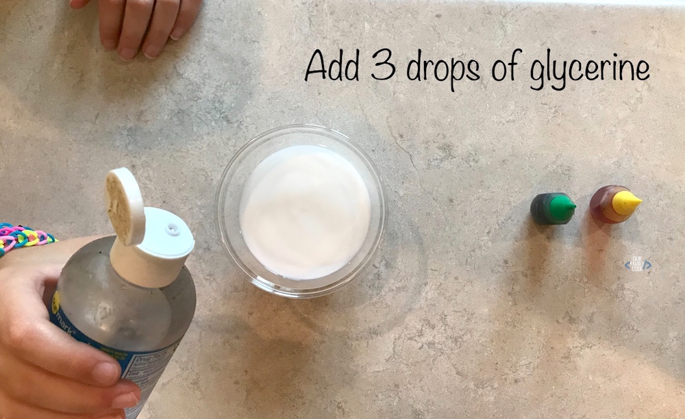 add 3 drops of glycerine to slime