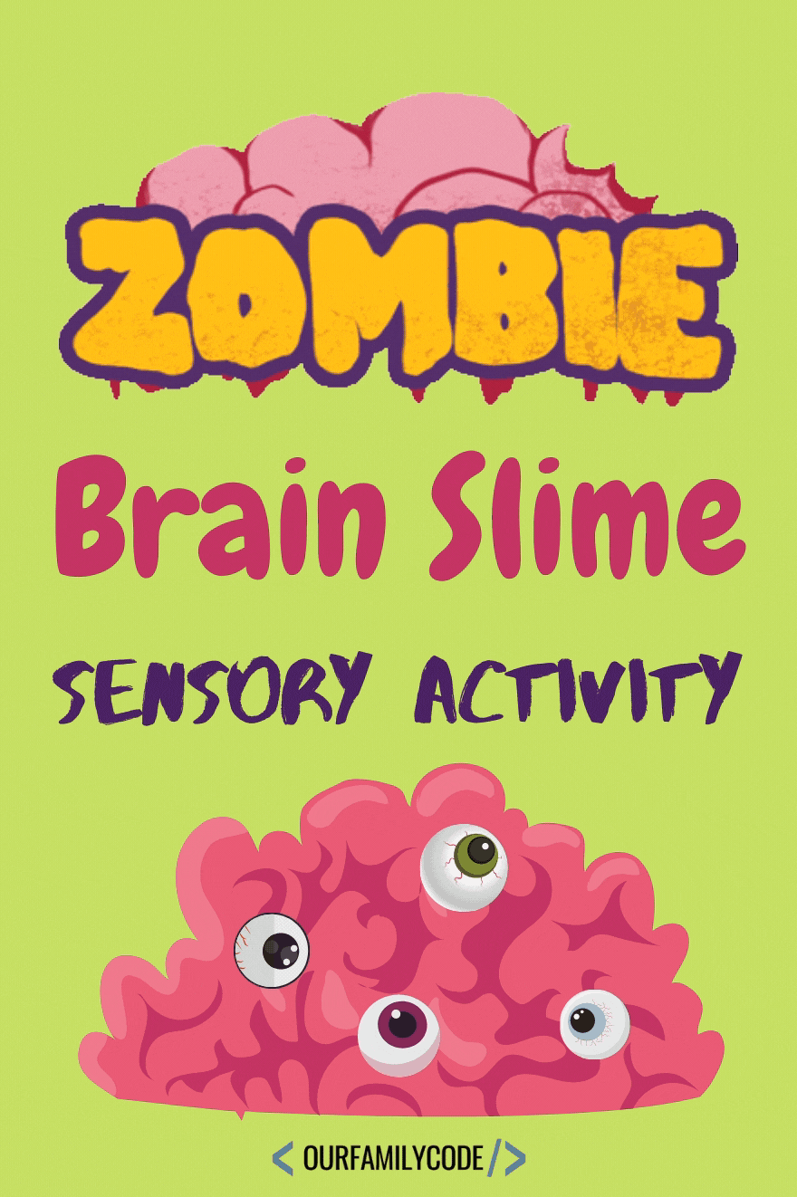 A picture of brains on a green background with text "Zombie Brain Slime Sensory Activity".