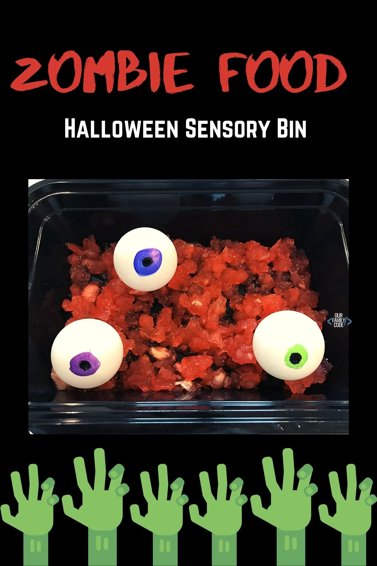 zombie food halloween sensory bin