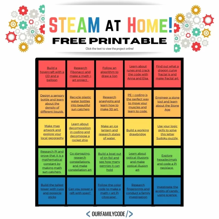 FI steam at home free printable month of steam Grab these free brain break ideas to break up the day while remote learning this year!