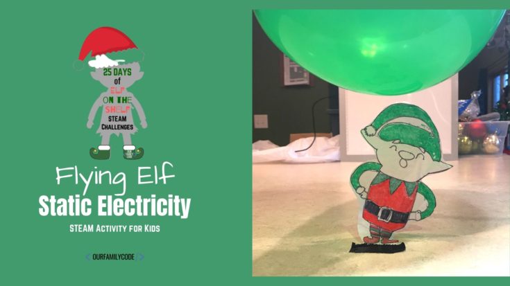 bh fb Flying Elf Static Electricity elf This Elf engineer zip line STEAM challenge for Elf on the Shelf is a fun way to add science to the season and learn about potential and kinetic energy!