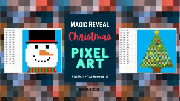 bh fb Magic reveal Christmas pixel art Use science + art to make Christmas cards with your kids with this crayon resist Christmas card activity with free printable Christmas cards!