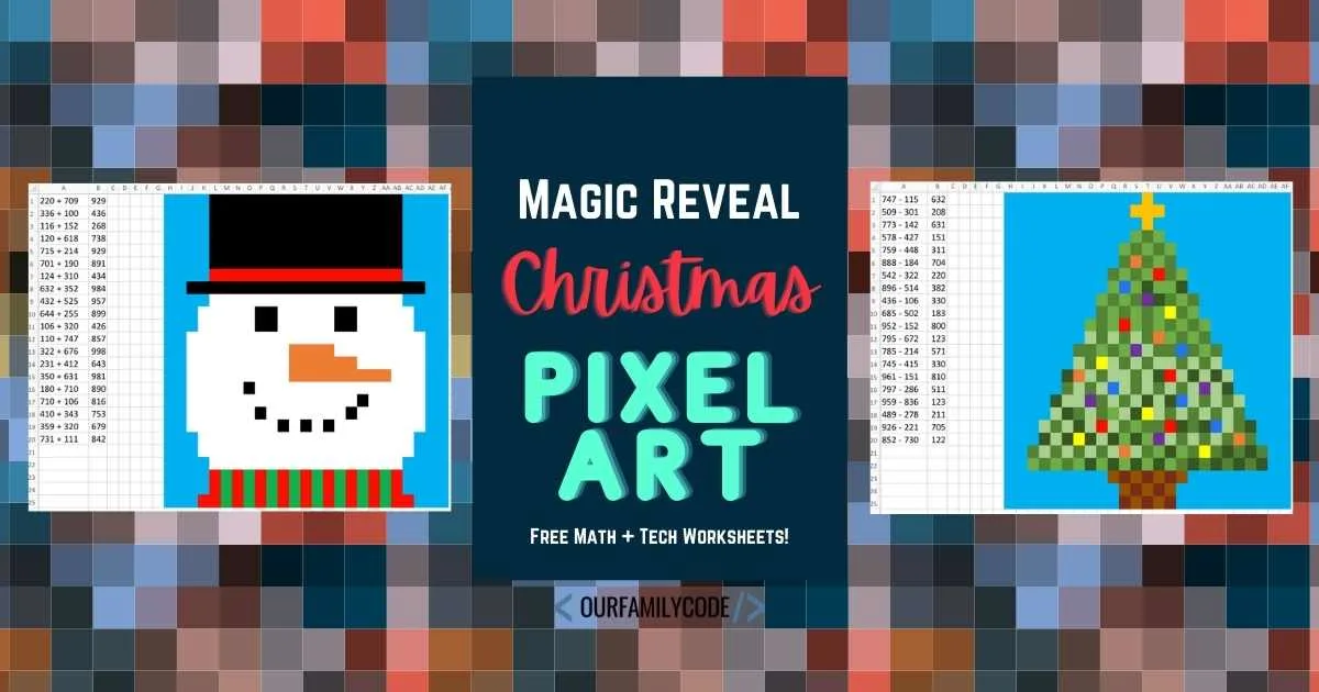 Magic Reveal Christmas Pixel Art Math + Tech Activity - Our Family Code