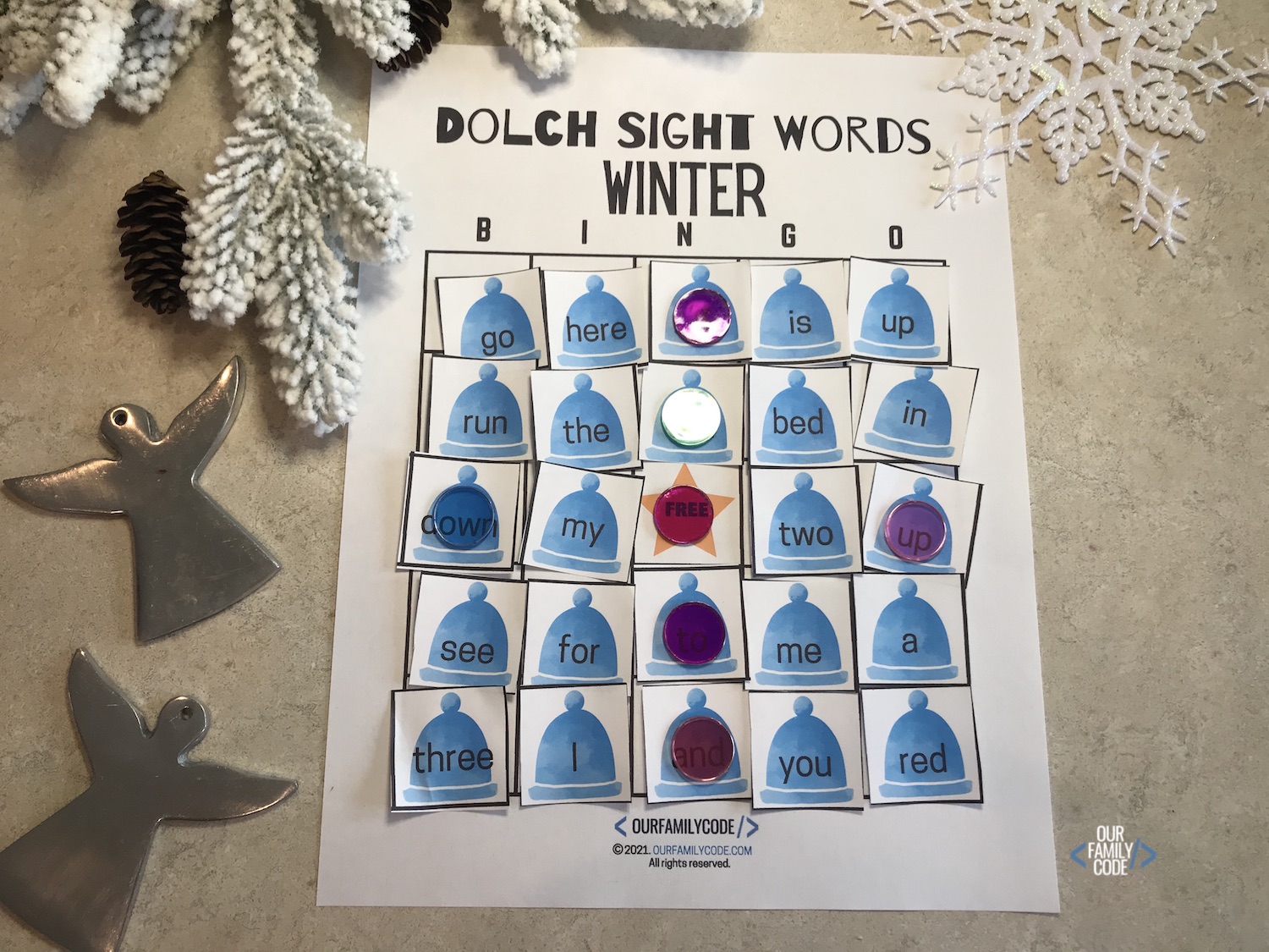 dolch sight word bingo sheet example