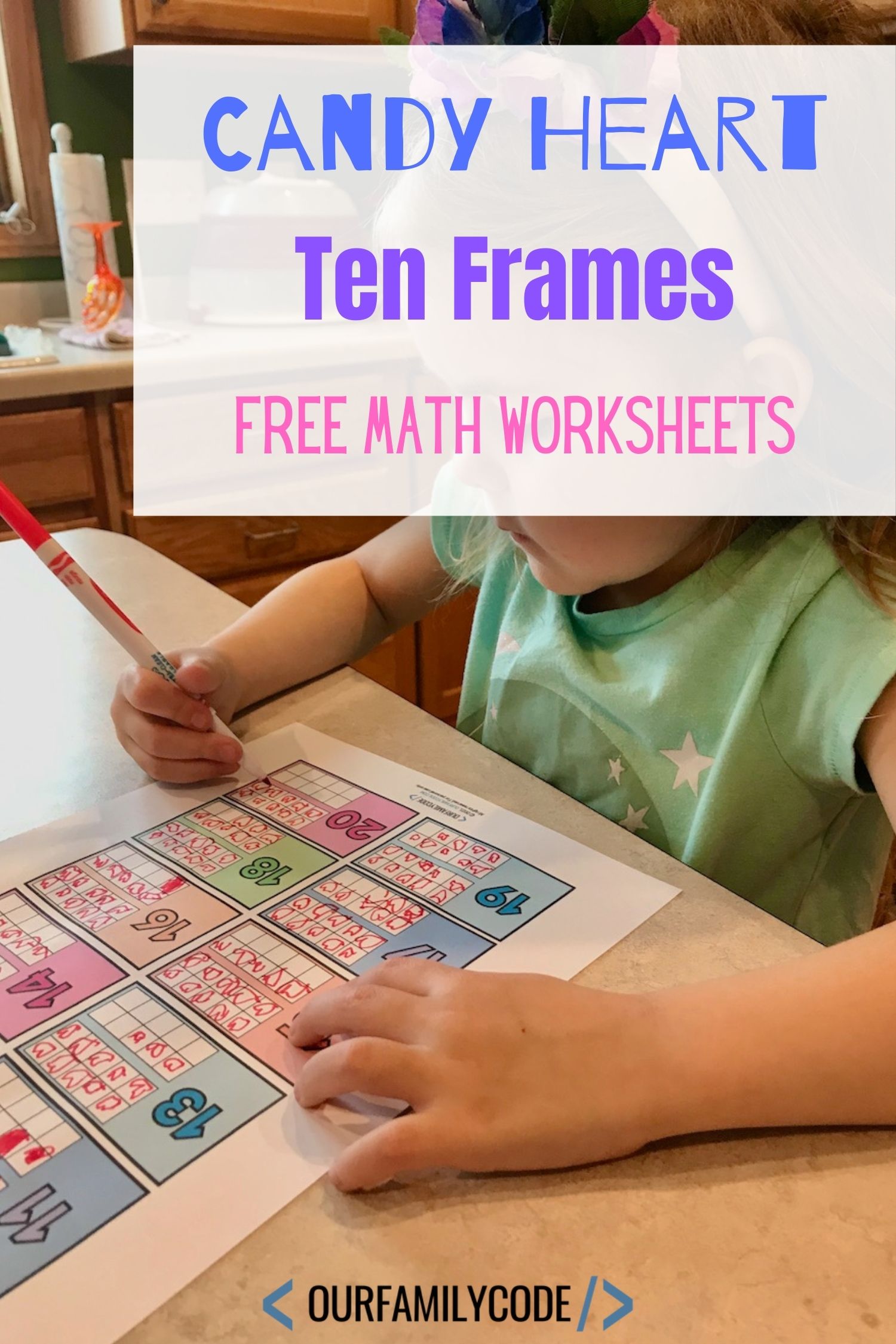 candy heart ten frames free math worksheets