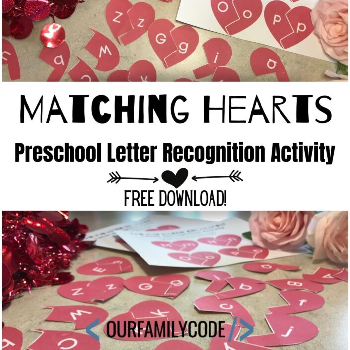 Heart Letter Matching Preschool Valentine’s Day Activity