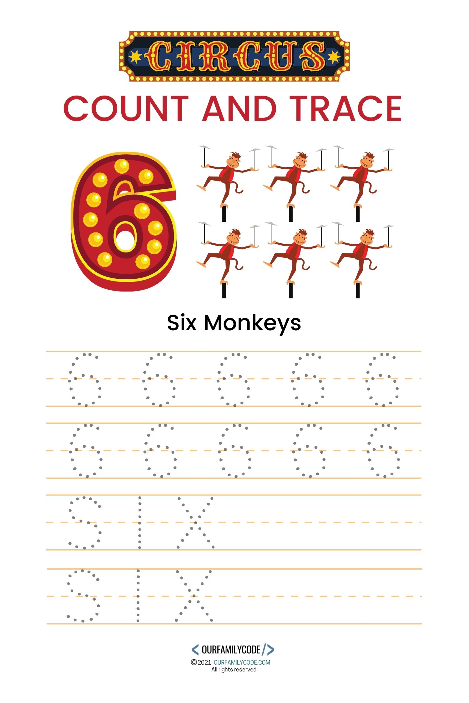 six monkeys count and trace