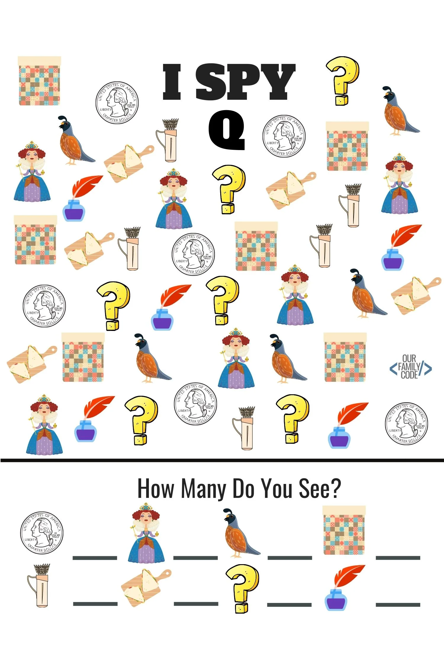 I spy q preschool letter recognition worksheet