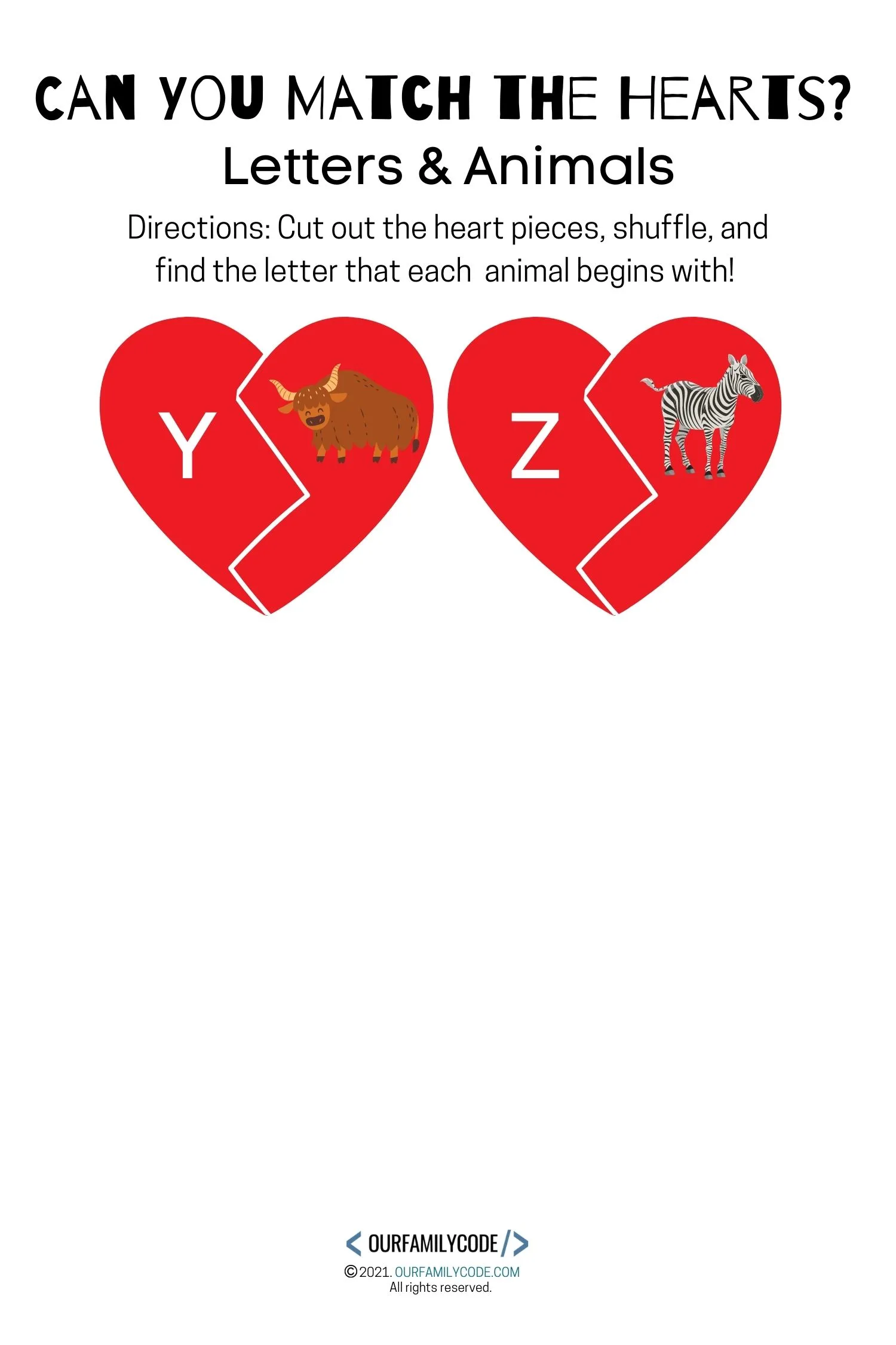 letter and animal beginning sounds y-z