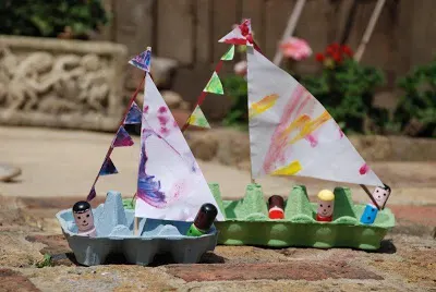 Egg Carton Boat These recycled crafts and activities for kids are a great way to reuse recycling materials and learn about protecting our environment!
