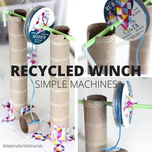 Winch Simple Machines These recycled crafts and activities for kids are a great way to reuse recycling materials and learn about protecting our environment!