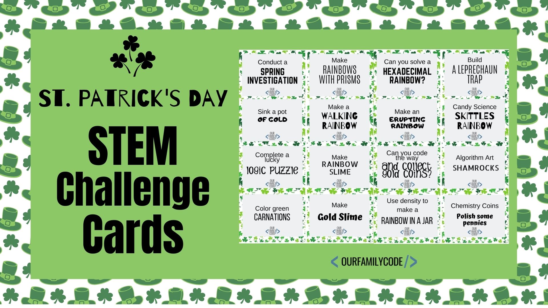 A picture of st. patrick day stem challenge card post header.
