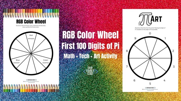 bh fb rgb color wheel activity first 100 digits of Pi math tech art Turn drawings into code with this coding activity for kids and code a circle with JavaScript and ProcessingJS.