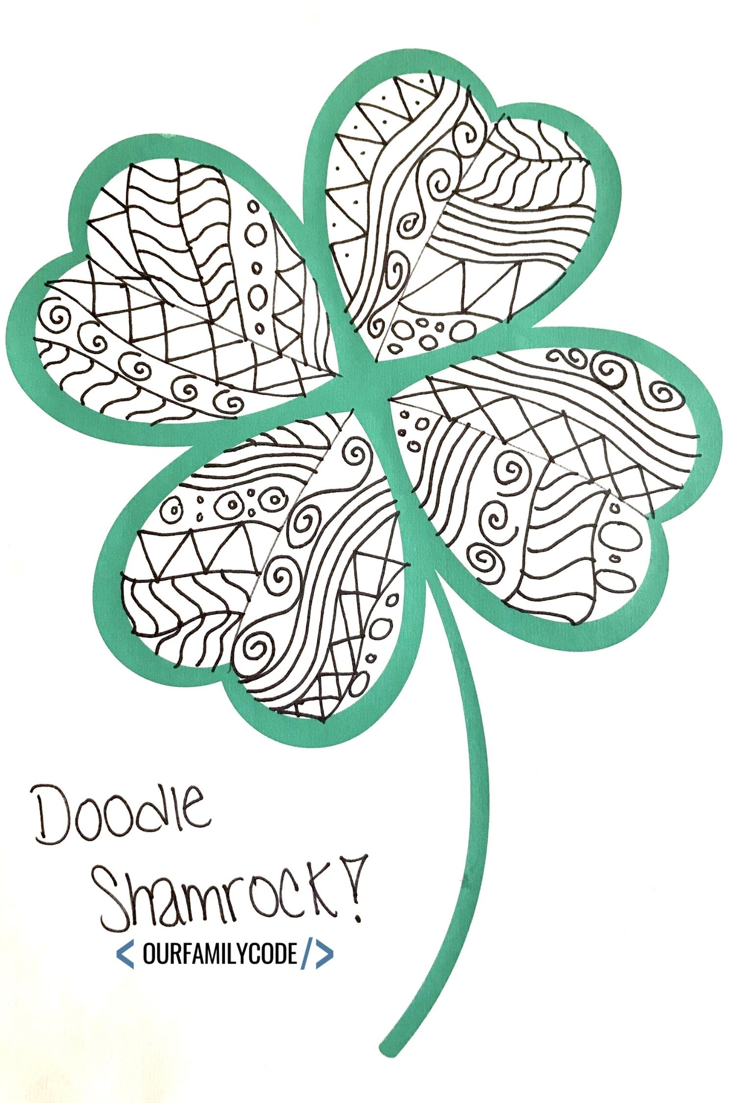 doodle shamrock coloring page