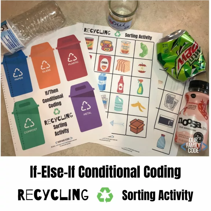 earth day coding recycling sorting activity earth day coding