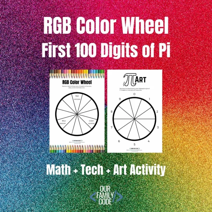 fi rgb color wheel activity first 100 digits of Pi math tech art