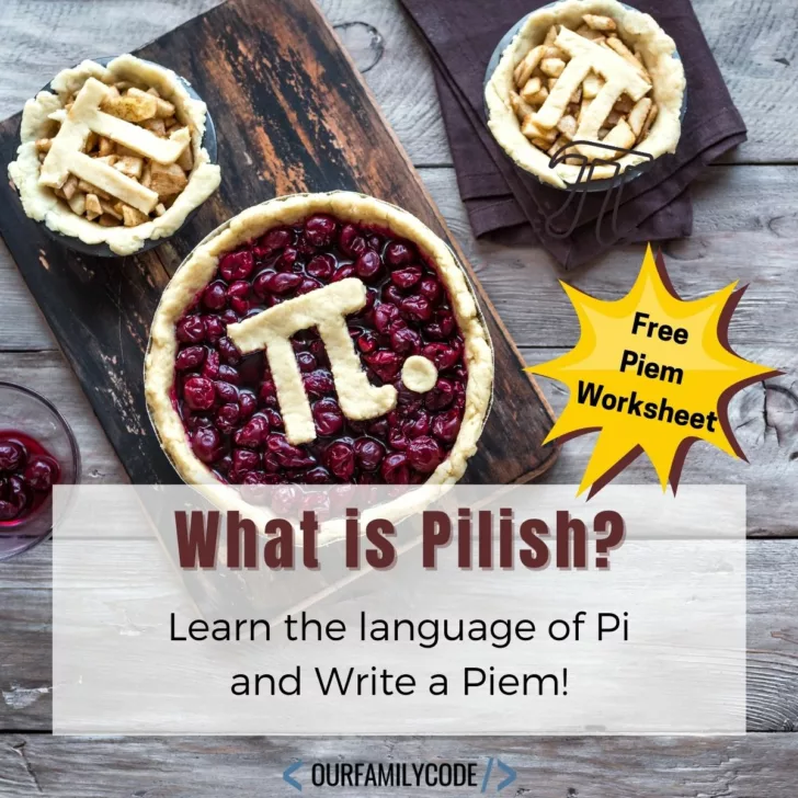 A picture of pies with the pi symbol on them with What is Pilish written in red text.