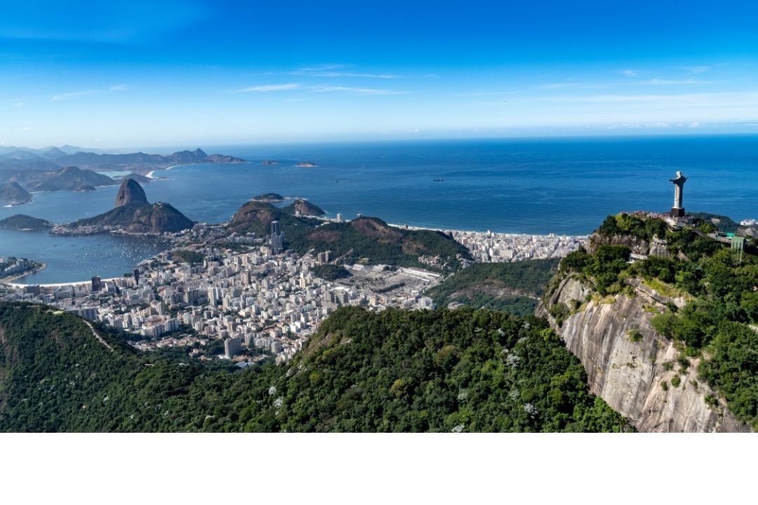 A picture of Christ the Redeemer and the harbour of Rio de Janeiro