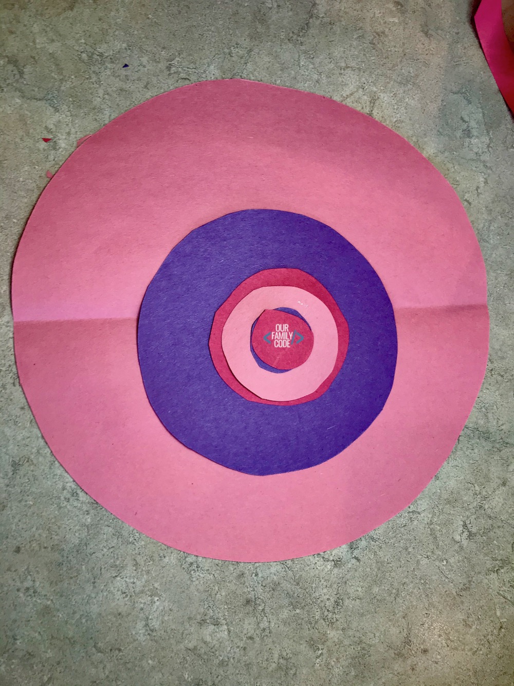 A picture of a pink Fibonacci flower from Fibonacci activity for kids.