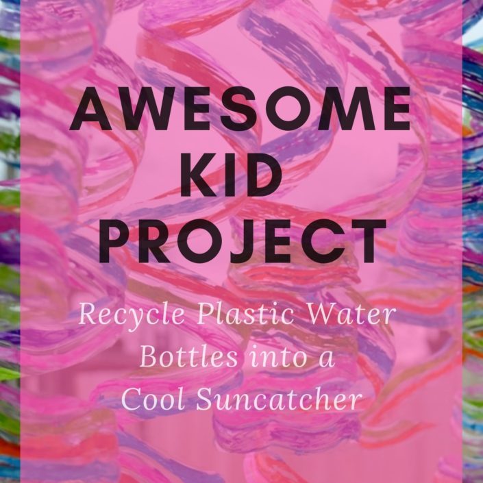 Are you ready for an awesome recycled art project that you can do with your kids?? Then you are in the right place! You can make a recycled plastic water bottle sun catcher with some plastic water bottles and permanent markers! #EarthDay #kidcraft #artproject #suncatcher #craftsforkids #EarthDaycraft #homeschool