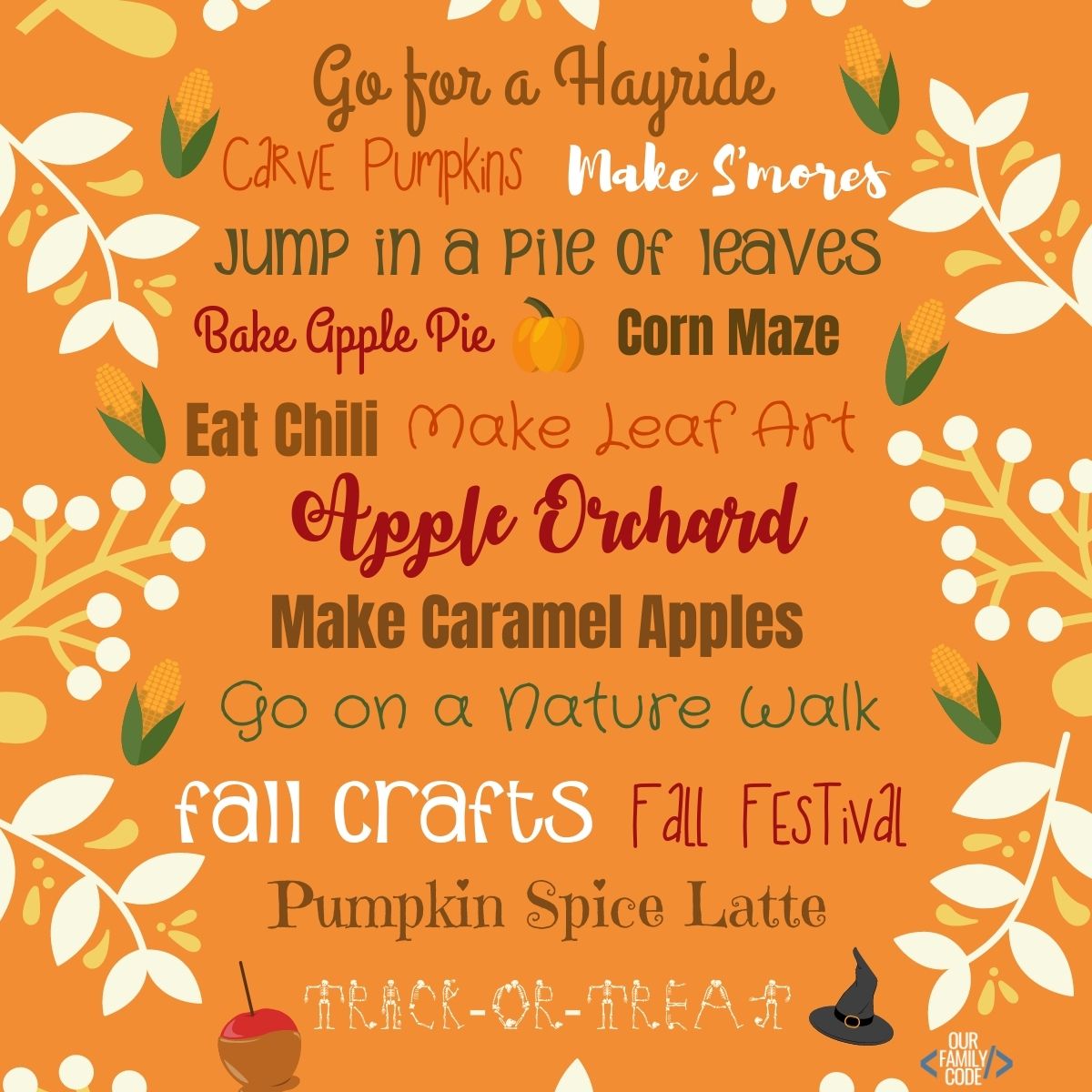 Grab this Free Fall Family Bucket List FI Fall Bucket List Printable Fabulous Free Fall Family Bucket List from OurFamilyCode.com! Grab your free printable bucket list and have an awesome fall filled with fun activities like carving pumpkins, fall crafts, hayrides, nature walks, and more!! #fallbucketlist #freebucketlist #fallfamilybucketlist #fallfamilyactivities #autumnactivities #halloween #octoberactivities