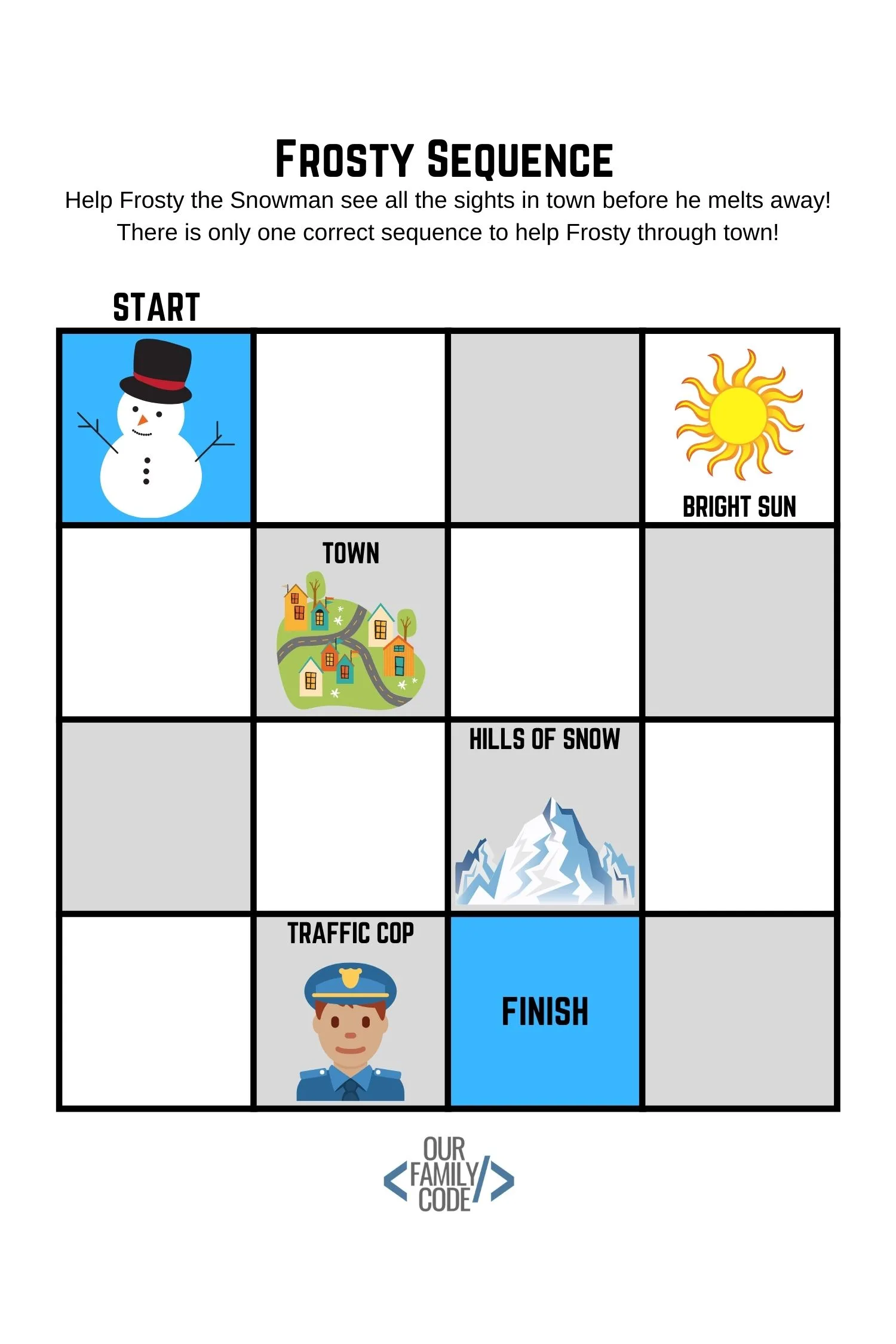 winter coding worksheet frosty sequences our family code teach kids to code steam stem activitie