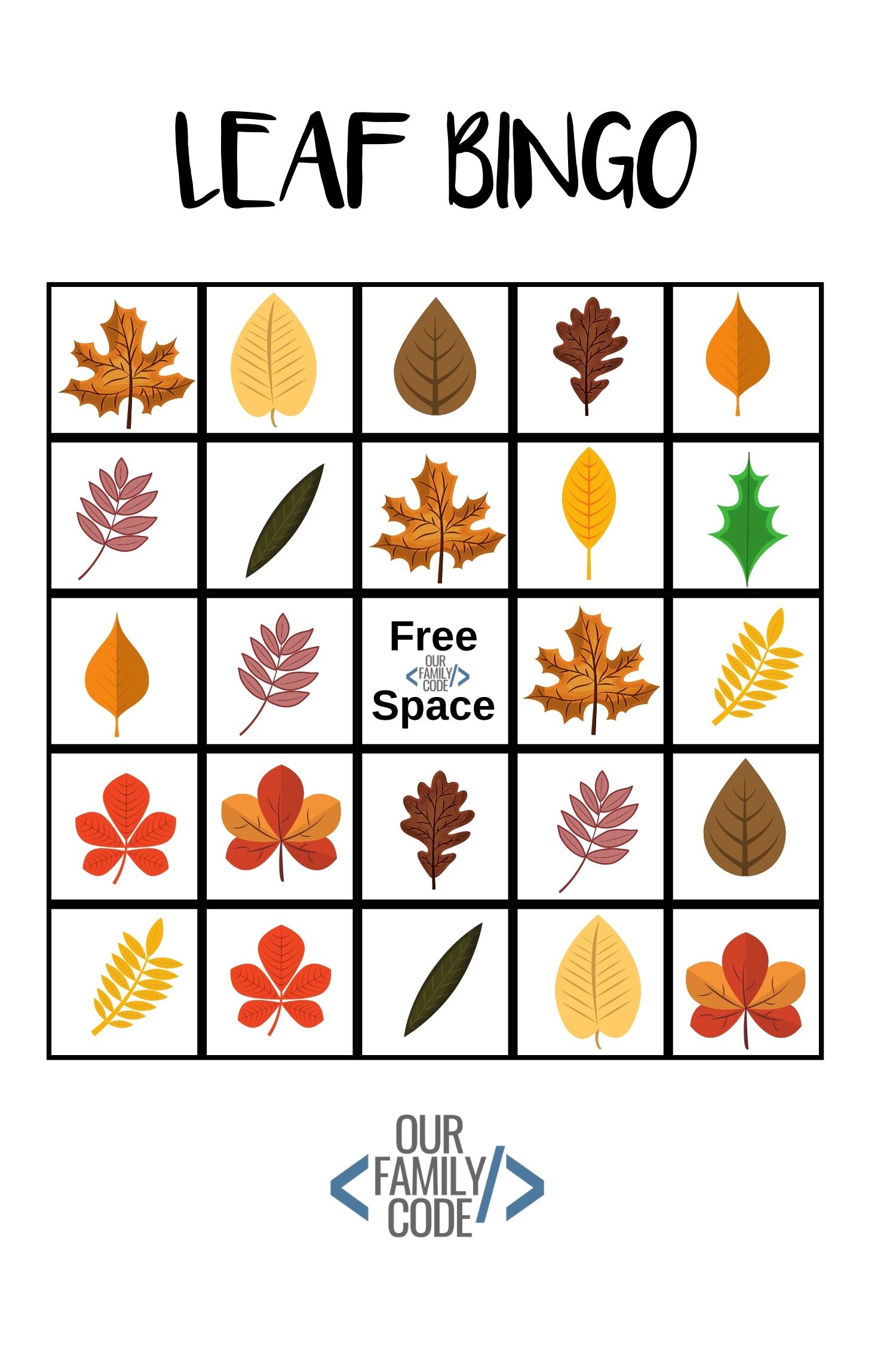 nature walk leaf bingo