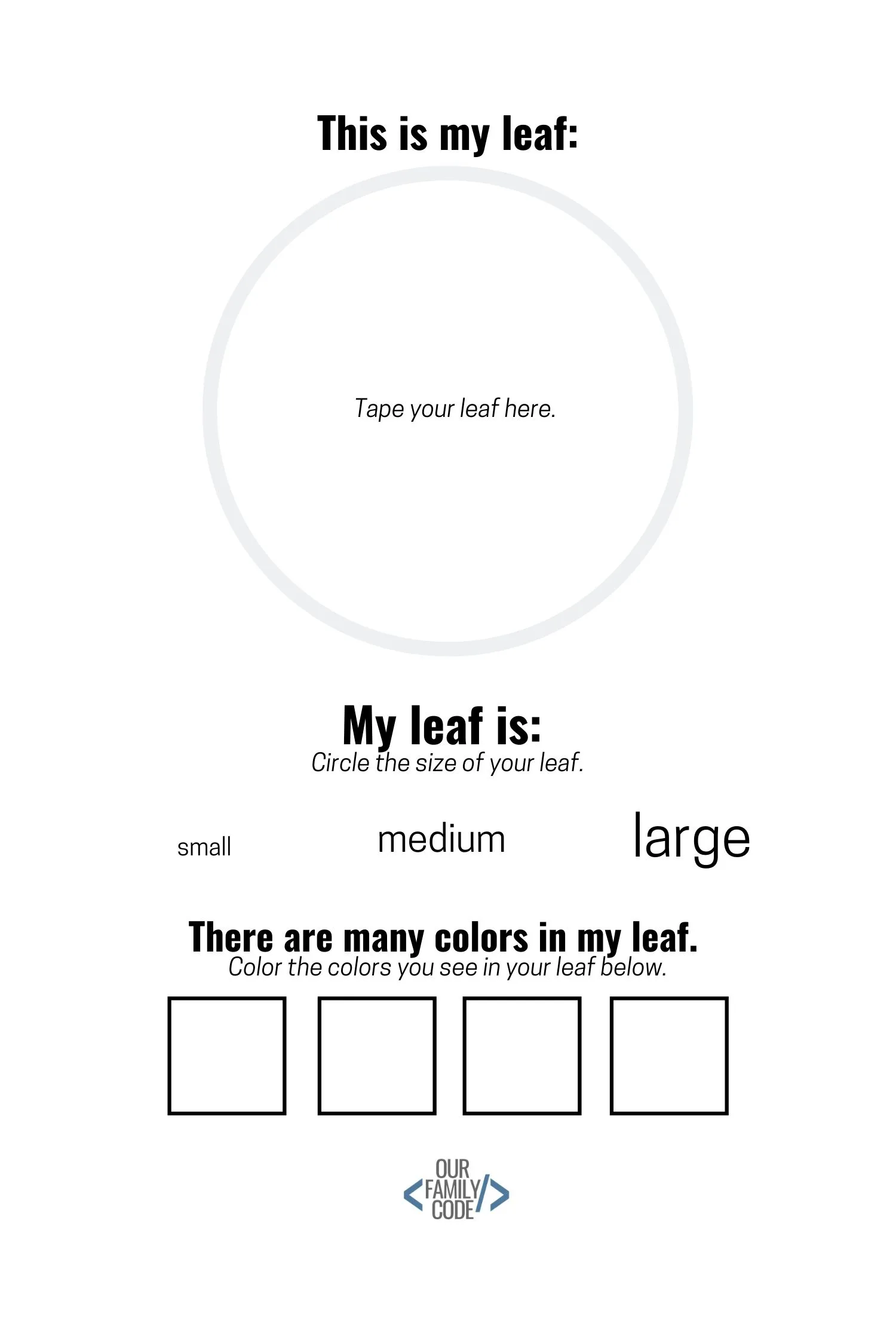 leaf sorting classification workbook