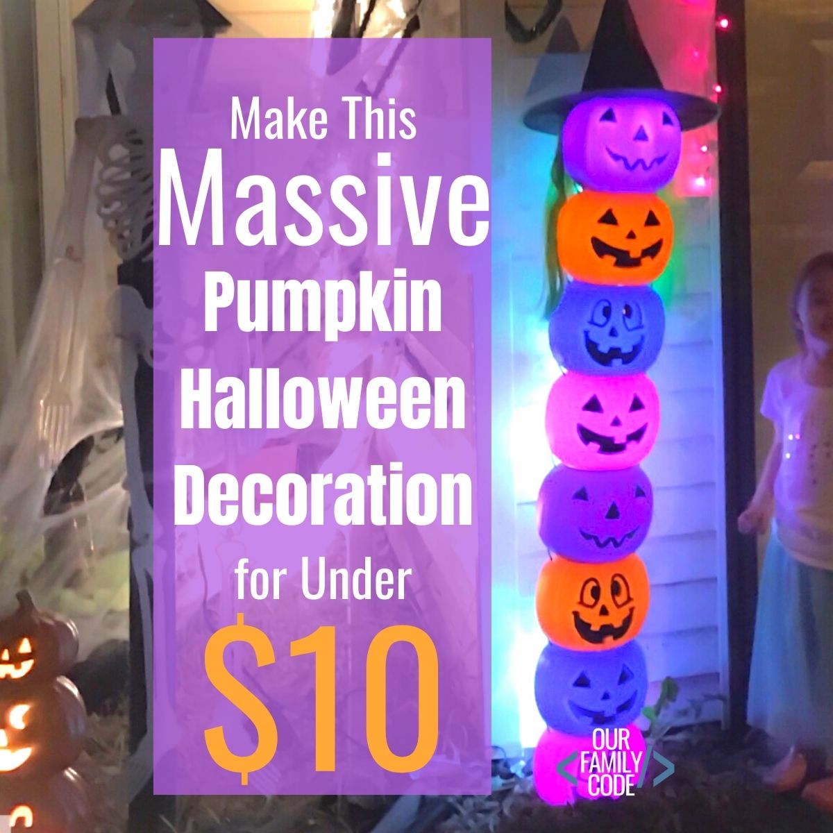 Plastic Pumpkin Tower Halloween Decoration DIY Our Family Code
