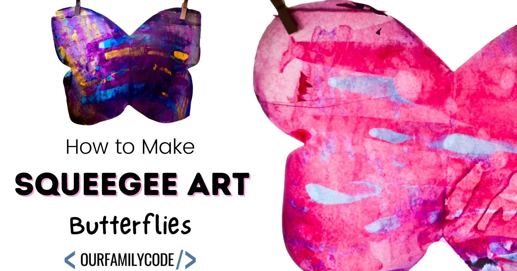 Squeegee Art Butterfly Process Art Activity bh how to make squeegee art butterflies A picture of squeegee art butterflies on white background.