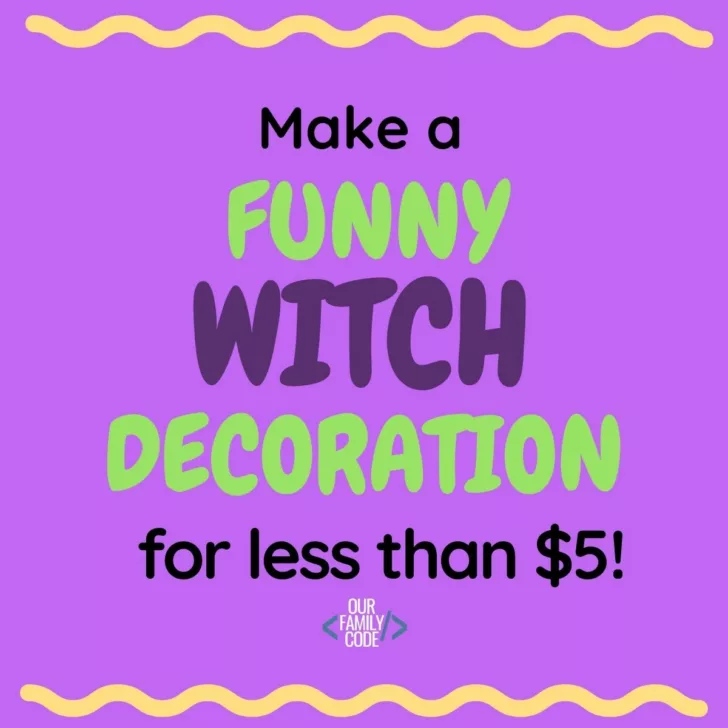 This funny Witch Halloween decoration is probably the easiest one to make and it's super funny. The end result, a funny witch who crash landed into the house that cost less than $5 to make! #halloweendecorationDIY #DIYwitchdecoration #funnyHalloweendecoration #DIYHalloweendecoration