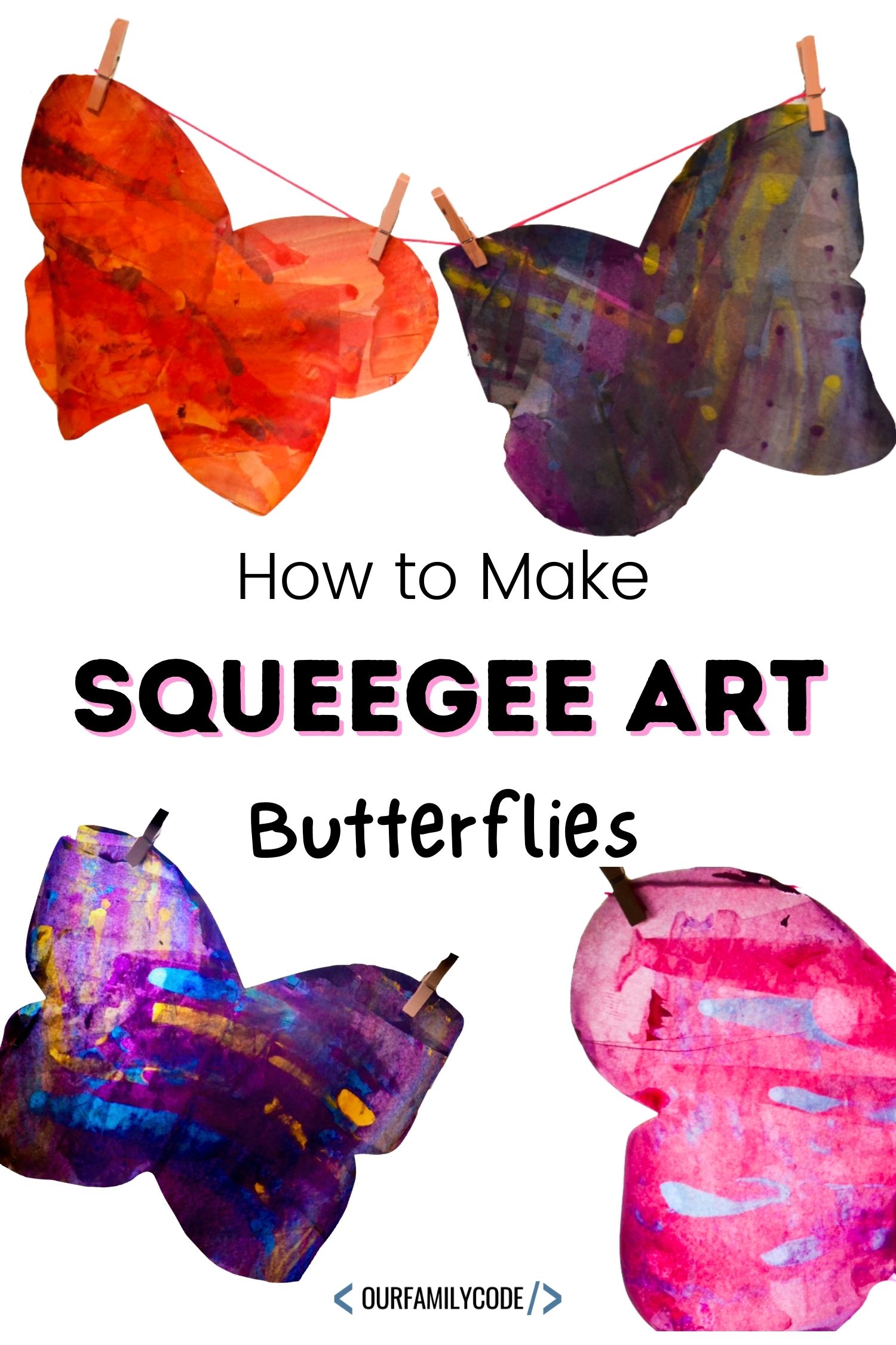 A picture of How to Make Squeegee Art Butterflies on a white background.