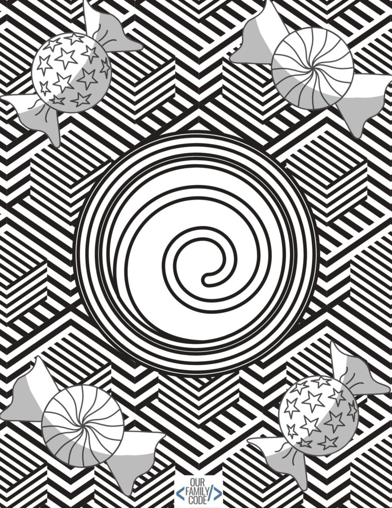 What is Op Art? Find out how to make awesome optical illusion art and download a free optical illusion coloring book for kids! #OurFamilyCode #STEAM #STEM #opticalillusionart #opart #kidcrafts #artprojects