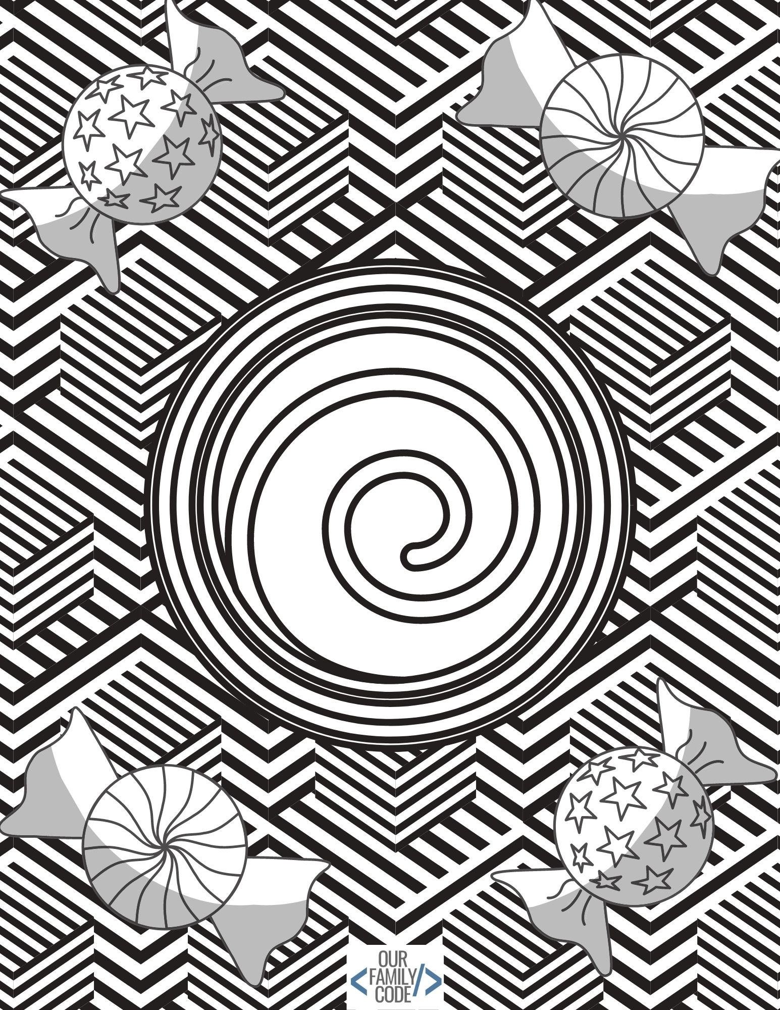 What Is Op Art? Optical Illusion Art Activities for Kids optical illusions coloring page 17 Optical illusion coloring book design 17 with a black-and-white pattern to color